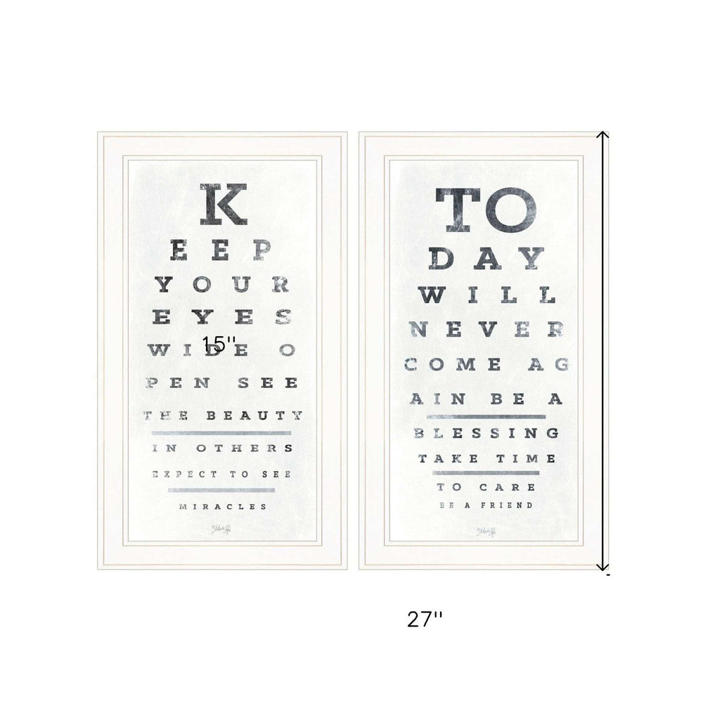 Set Of Two Eye Charts 3 White Framed Print Wall Art - Homeroots - Flyclothing LLC