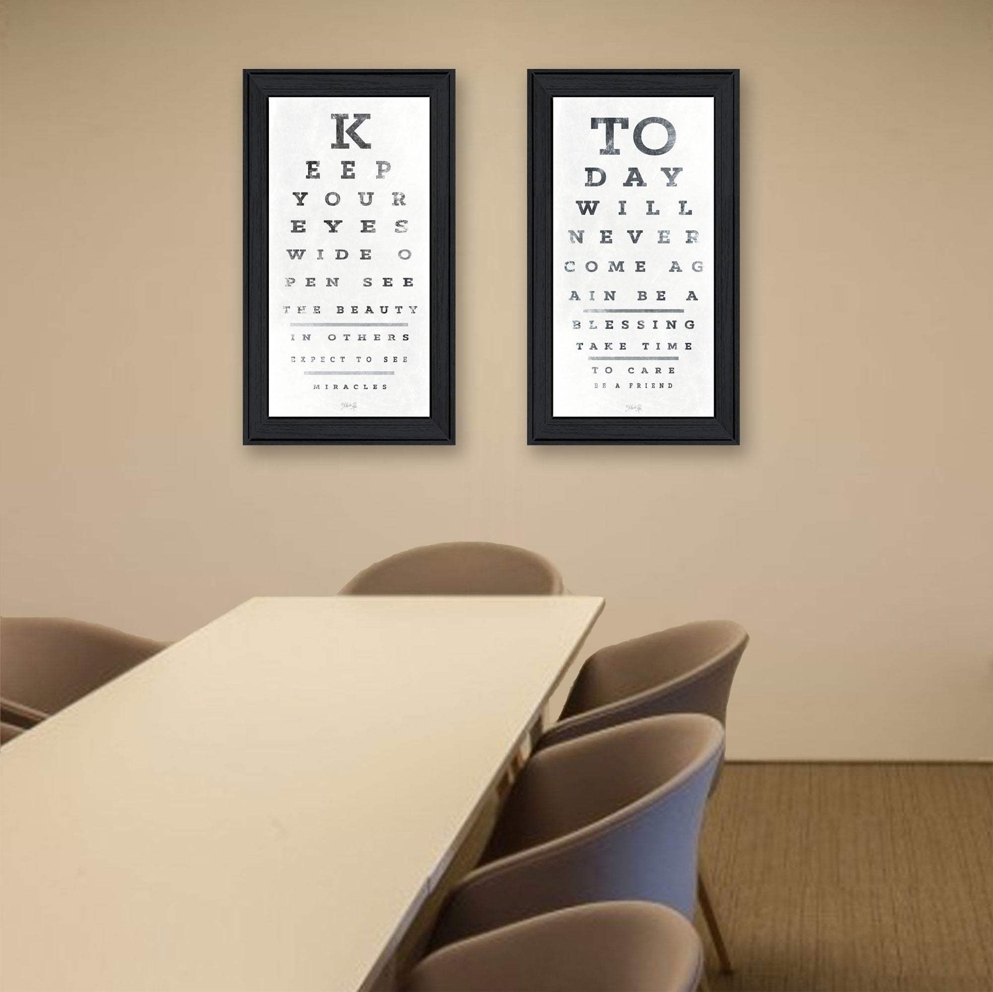 Set Of Two Eye Charts 4 Black Framed Print Wall Art - Homeroots - Flyclothing LLC