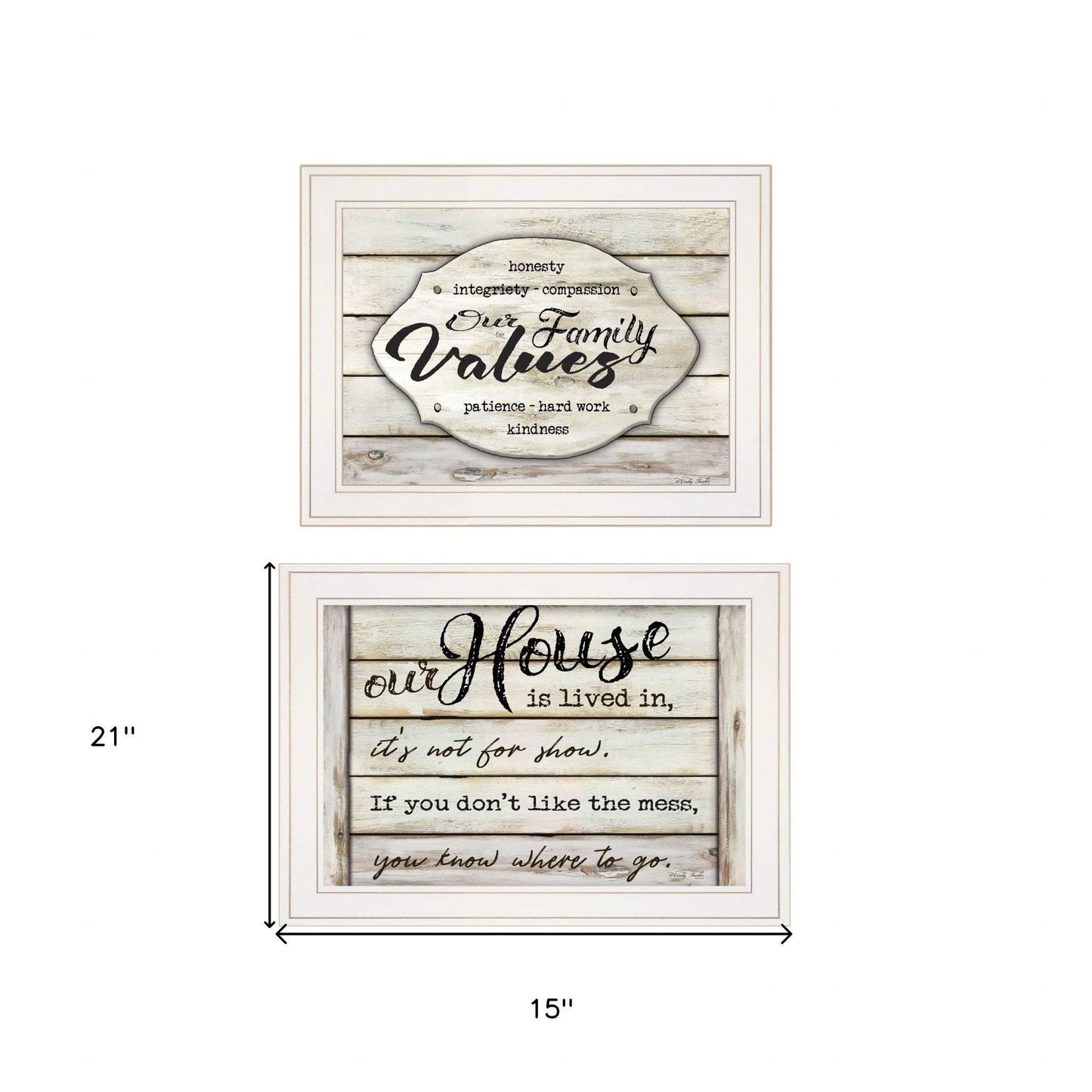 Set Of Two Family Values 1 White Framed Print Wall Art - Homeroots - Flyclothing LLC