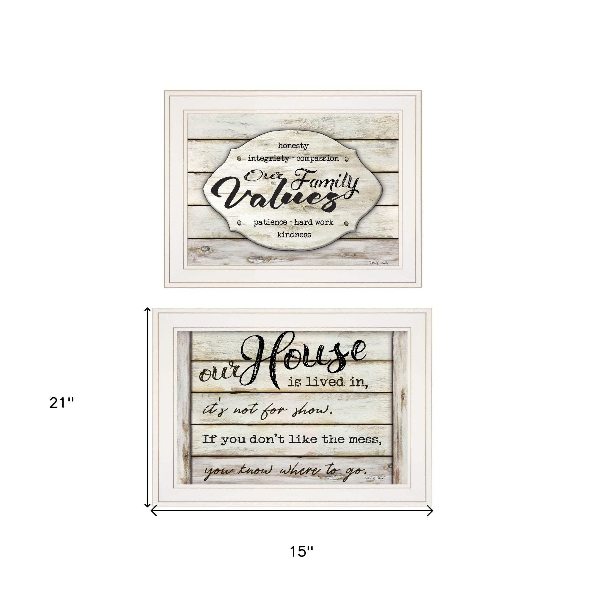 Set Of Two Family Values 1 White Framed Print Wall Art - Homeroots - Flyclothing LLC