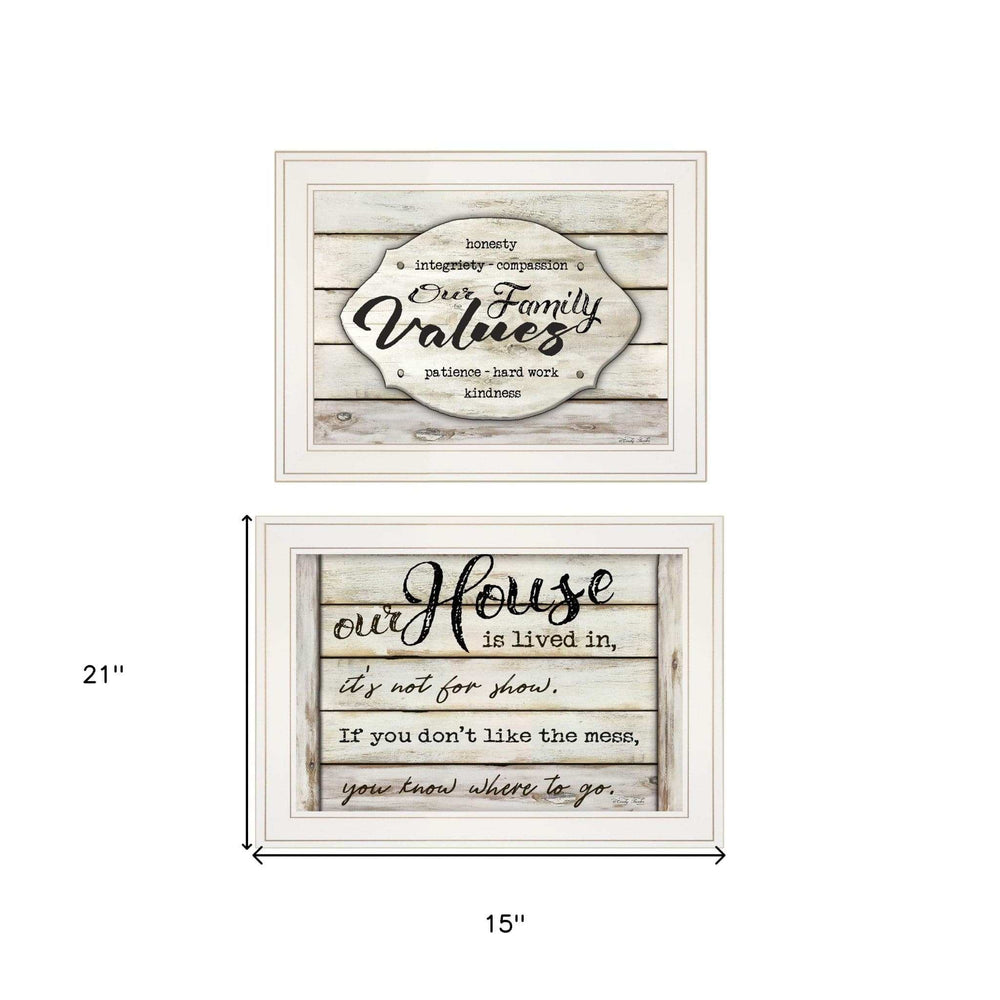 Set Of Two Family Values 1 White Framed Print Wall Art - Homeroots - Flyclothing LLC
