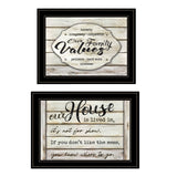 Set Of Two Family Values 2 Black Framed Print Wall Art - Homeroots