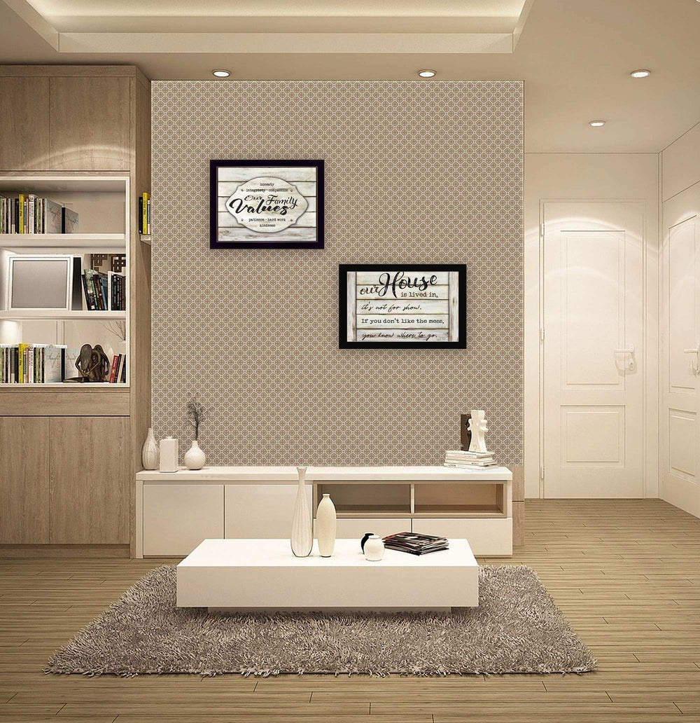 Set Of Two Family Values 3 Black Framed Print Wall Art - Homeroots - Flyclothing LLC