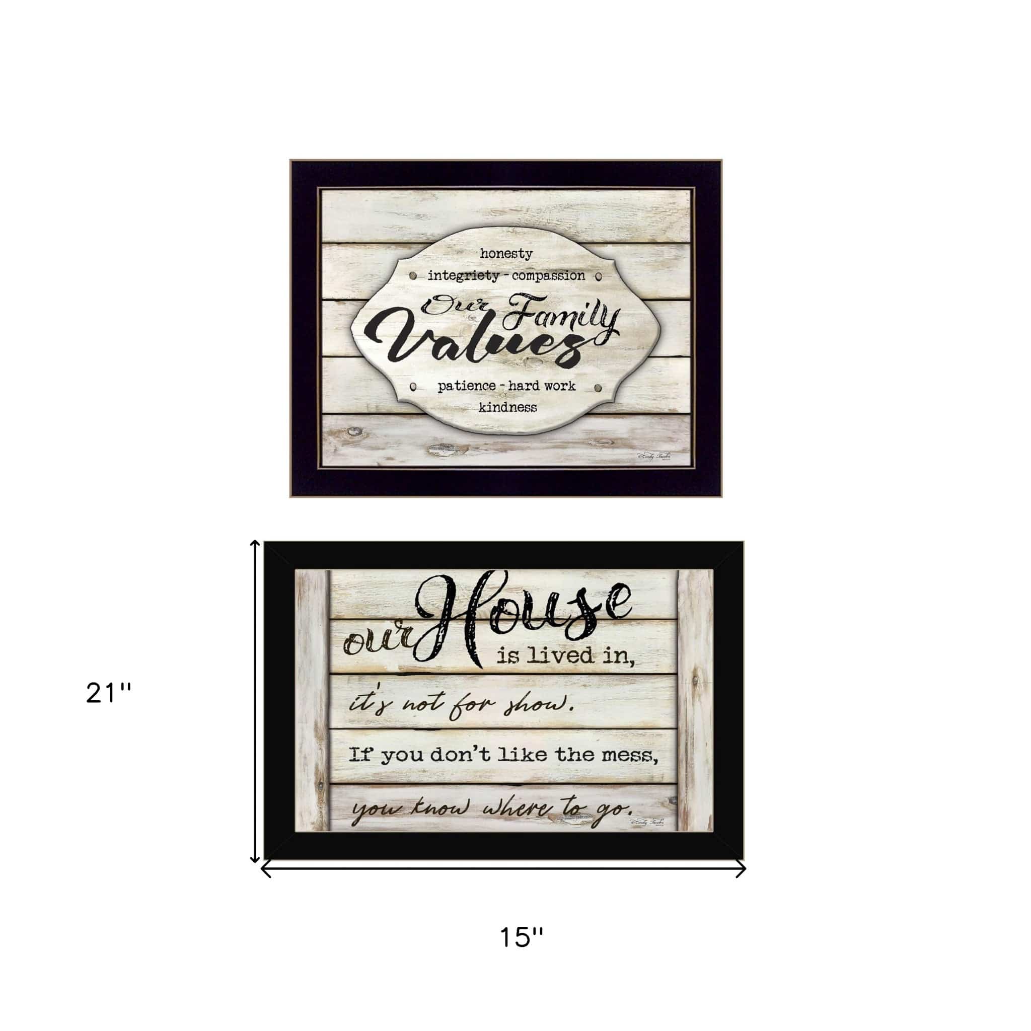 Set Of Two Family Values 3 Black Framed Print Wall Art