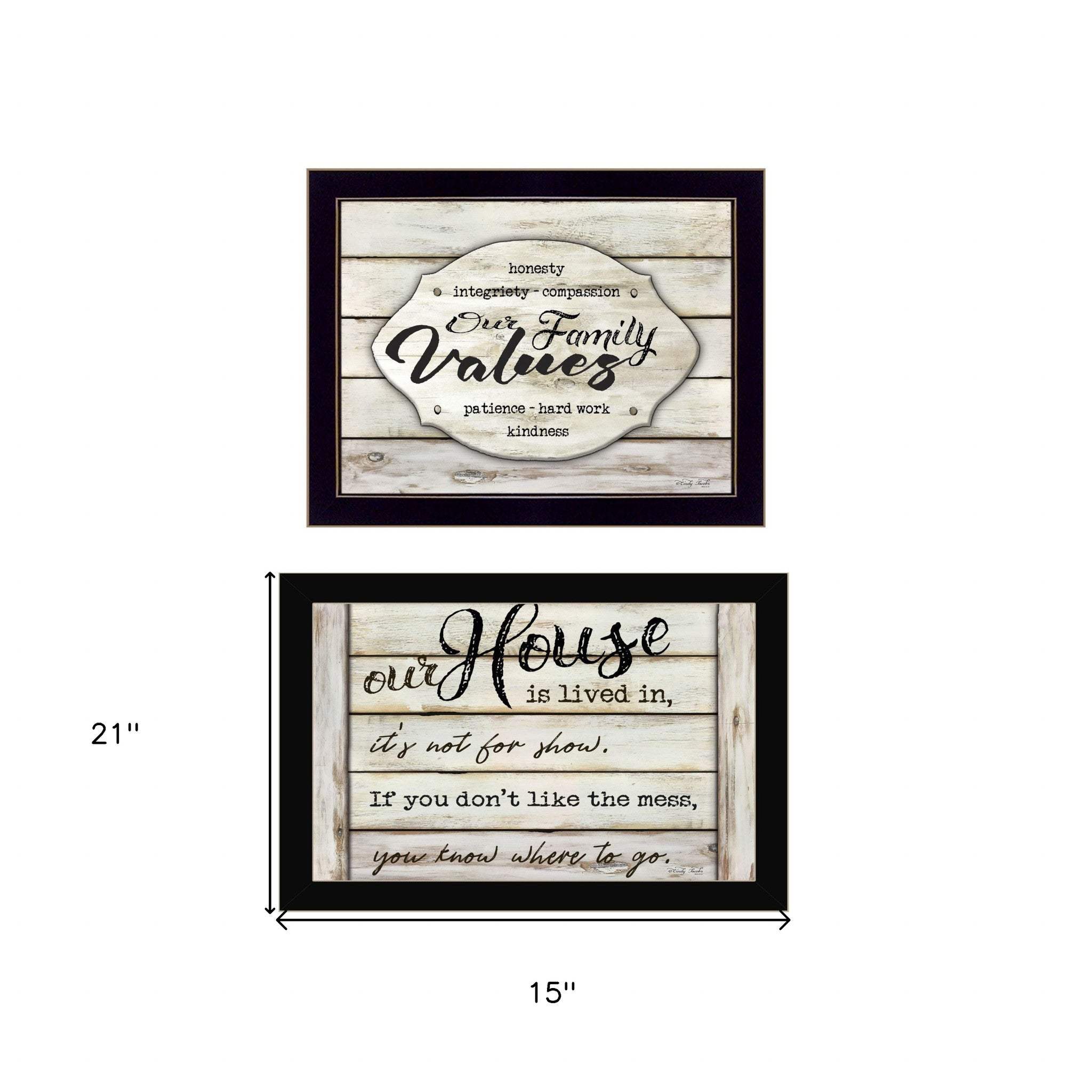 Set Of Two Family Values 3 Black Framed Print Wall Art - Homeroots - Flyclothing LLC