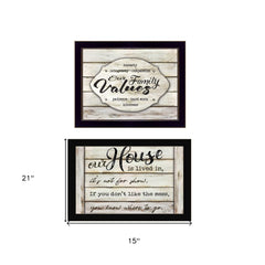 Set Of Two Family Values 3 Black Framed Print Wall Art
