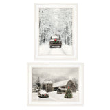 Set Of Two Antique Christmas 1 White Framed Print Wall Art - Homeroots