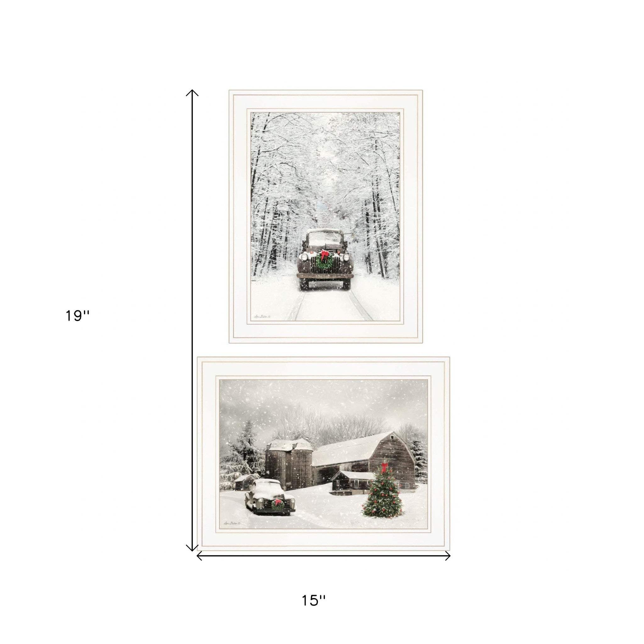 Set Of Two Antique Christmas 1 White Framed Print Wall Art - Homeroots - Flyclothing LLC