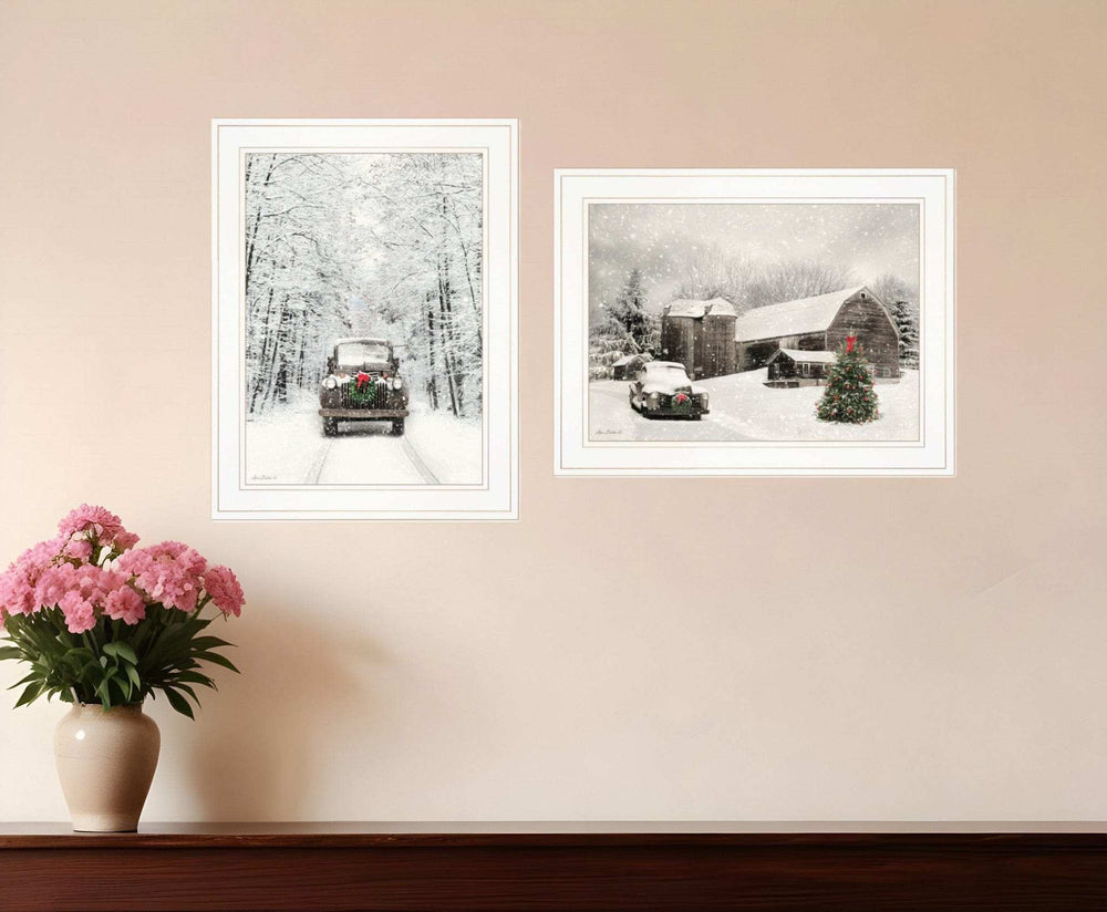 Set Of Two Antique Christmas 1 White Framed Print Wall Art - Homeroots - Flyclothing LLC
