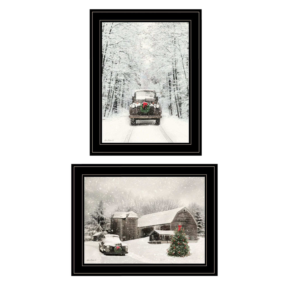 Set Of Two Antique Christmas 2 Black Framed Print Wall Art - Homeroots - Flyclothing LLC