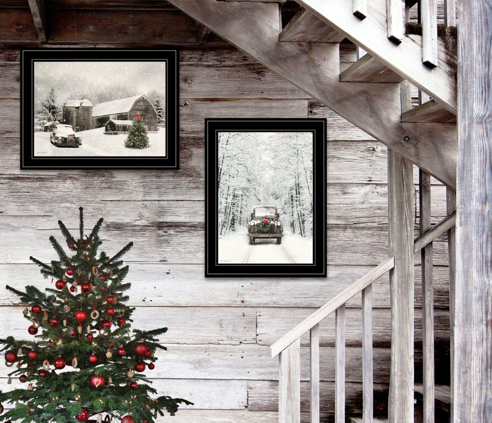 Set Of Two Antique Christmas 2 Black Framed Print Wall Art - Homeroots - Flyclothing LLC