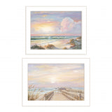 Set Of Two Sunrise Sunset 1 White Framed Print Wall Art - Homeroots - Flyclothing LLC