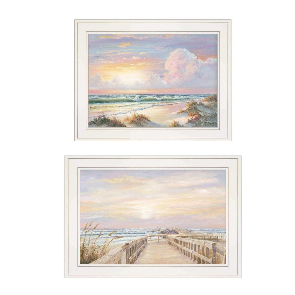 Set Of Two Sunrise Sunset 2 White Framed Print Wall Art - Homeroots - Flyclothing LLC