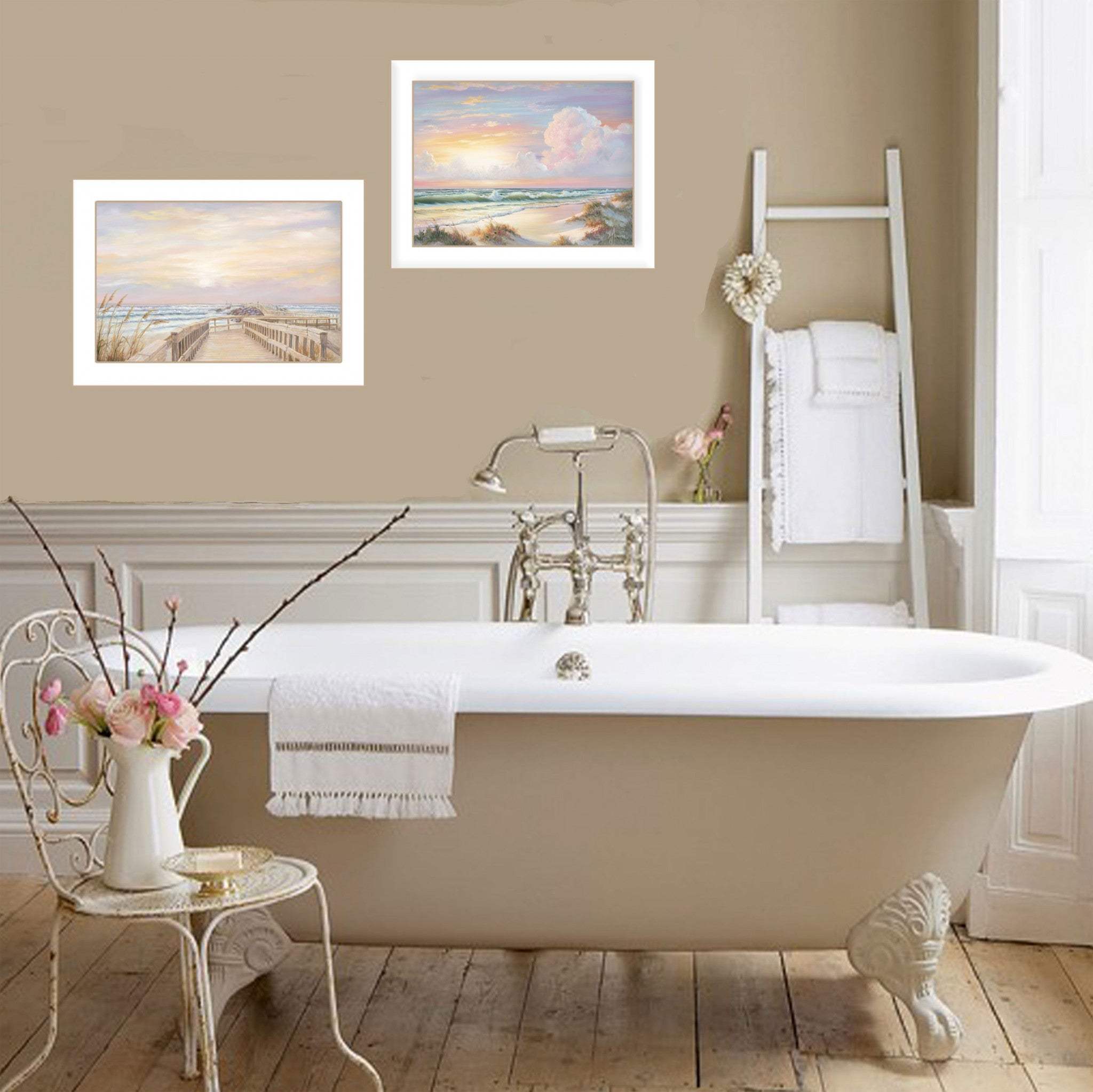 Set Of Two Sunrise Sunset 3 White Framed Print Wall Art - Homeroots - Flyclothing LLC