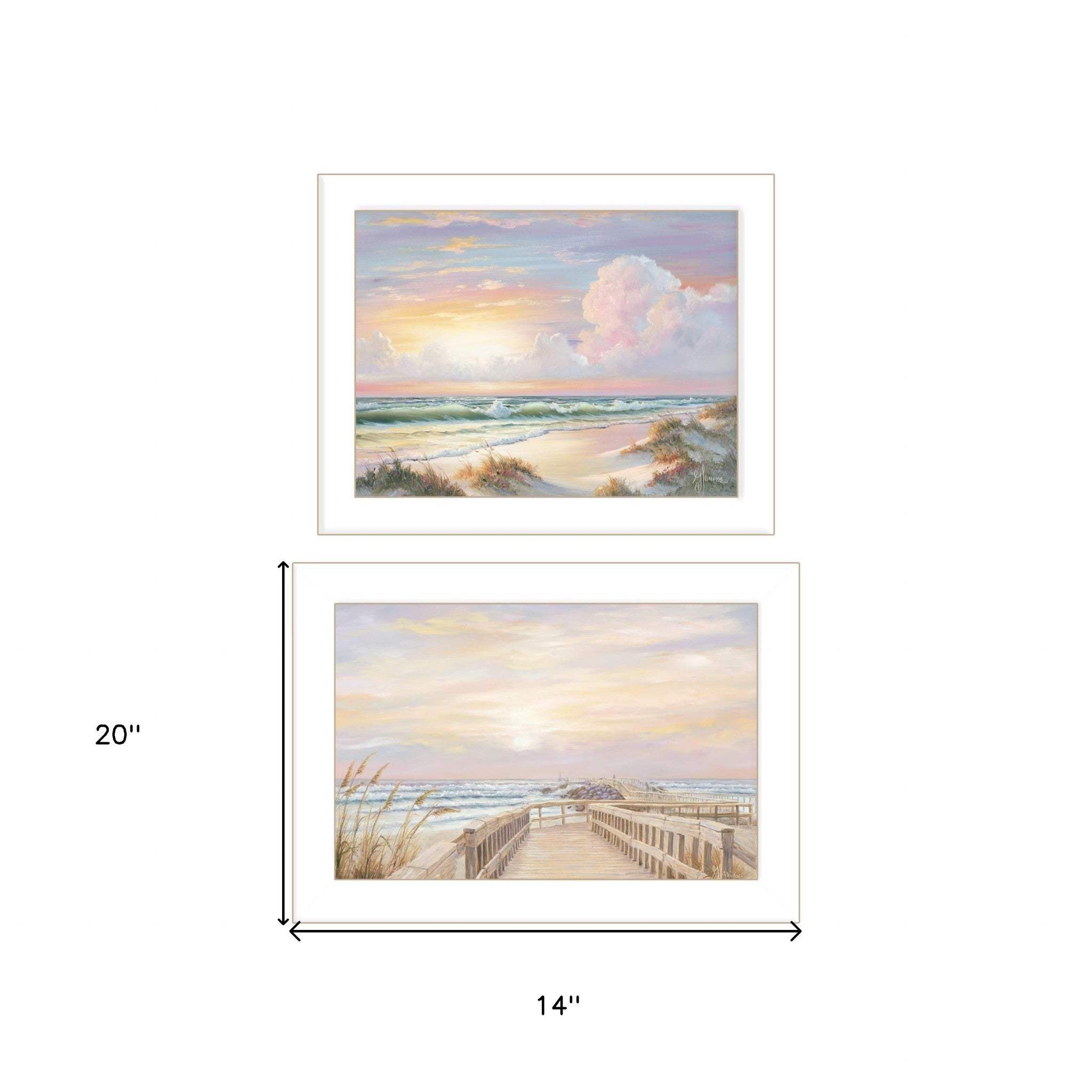 Set Of Two Sunrise Sunset 3 White Framed Print Wall Art - Homeroots - Flyclothing LLC