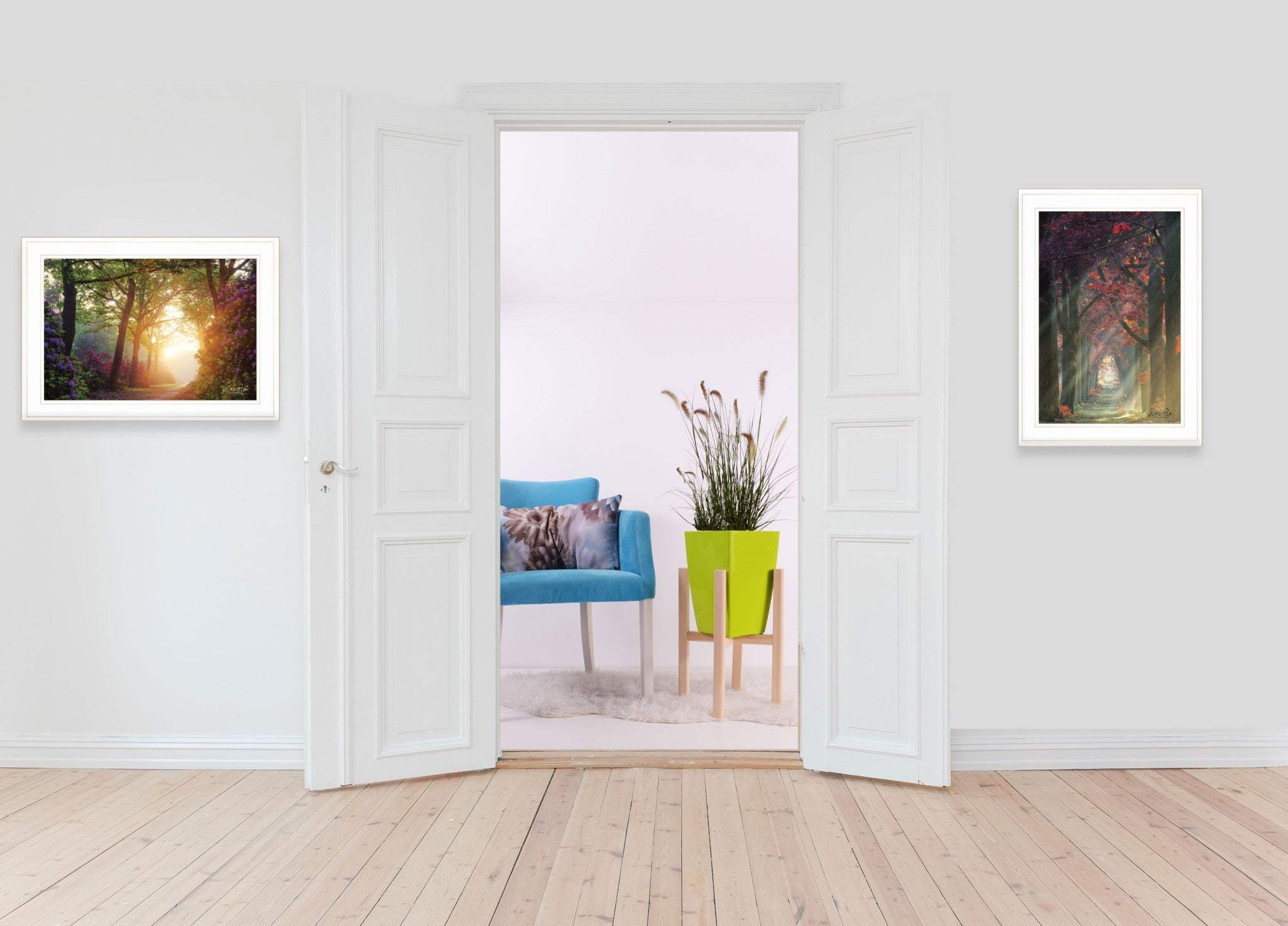 Set Of Two Path of Happiness 1 White Framed Print Wall Art - Homeroots - Flyclothing LLC
