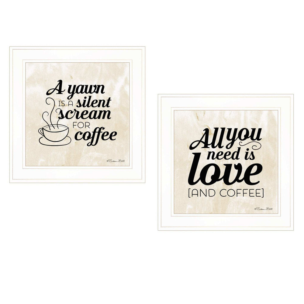 Set Of Two All You Need is Coffee 1 White Framed Print Wall Art - Homeroots - Flyclothing LLC