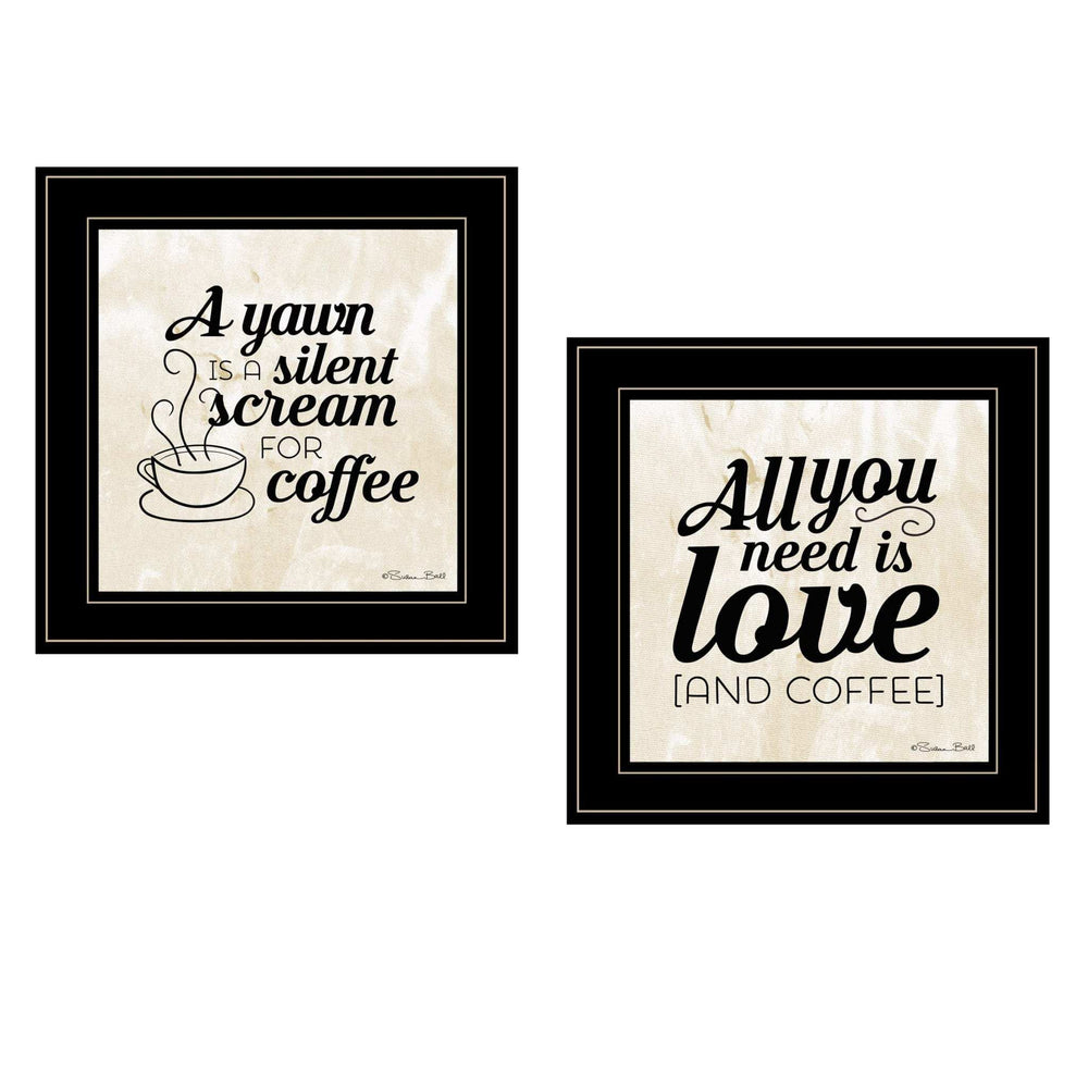 Set Of Two All You Need is Coffee 2 Black Framed Print Wall Art - Homeroots - Flyclothing LLC