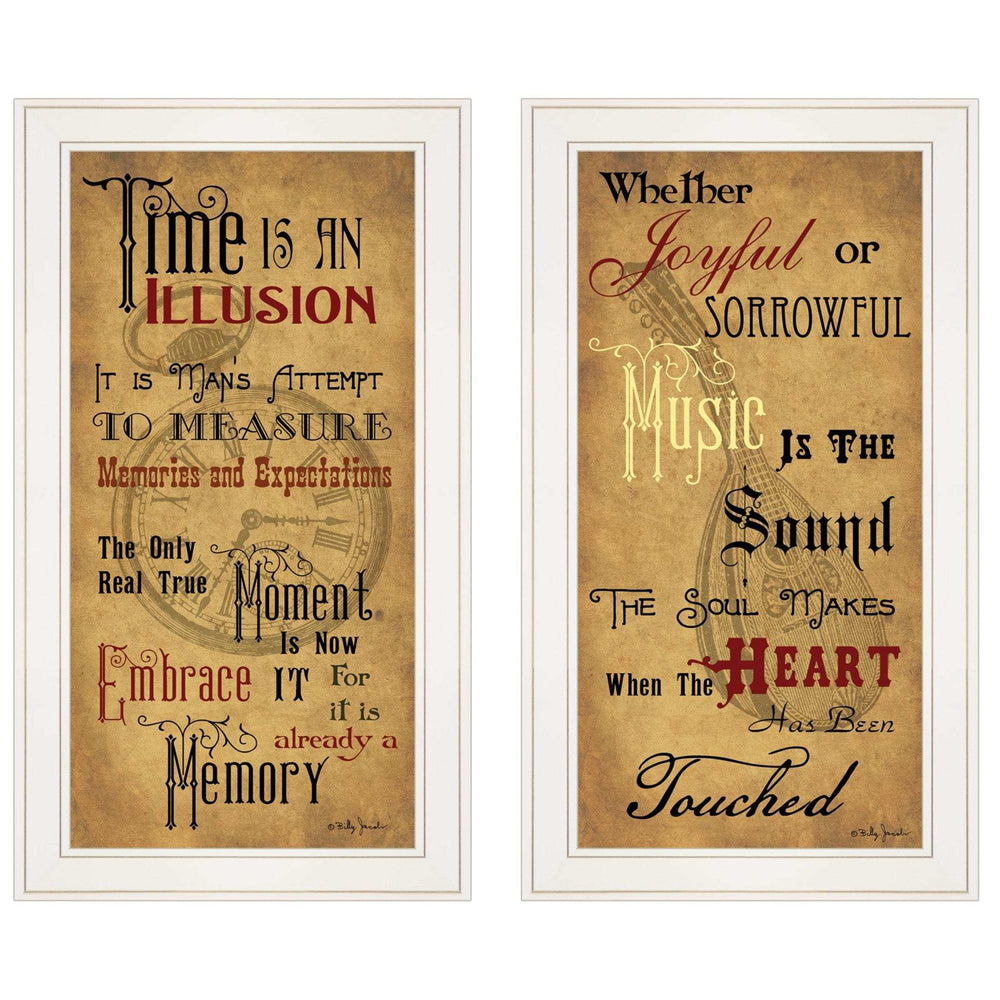 Set Of Two Joyful 1 White Framed Print Wall Art - Homeroots - Flyclothing LLC