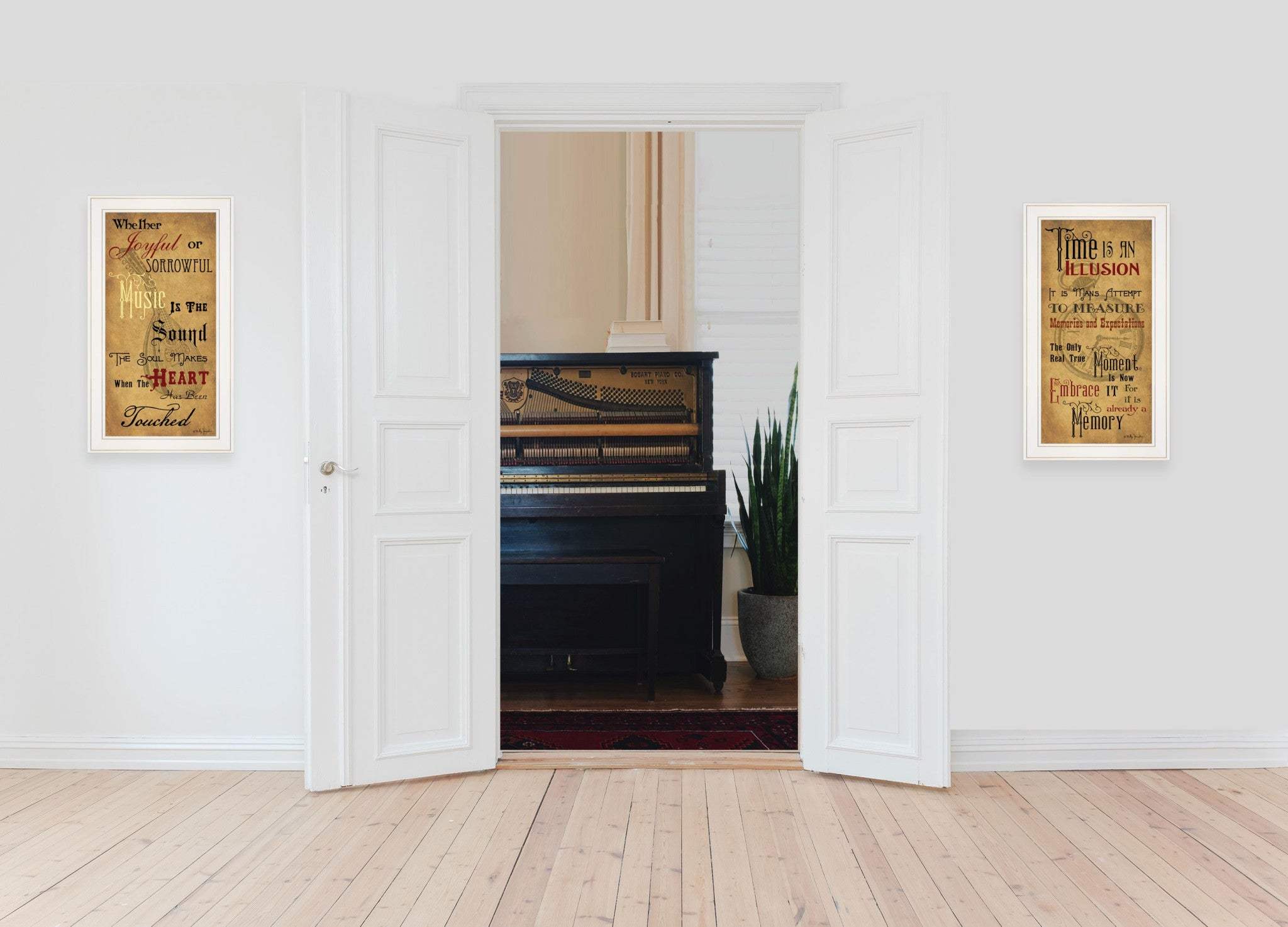 Set Of Two Joyful 1 White Framed Print Wall Art - Homeroots - Flyclothing LLC