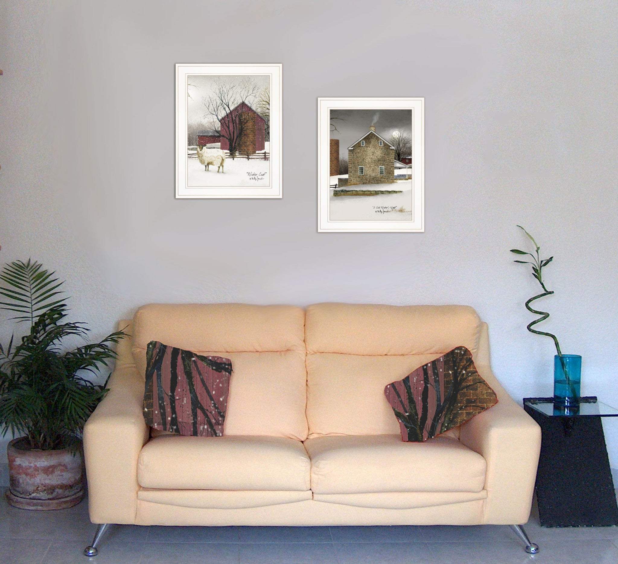 Set Of Two Cold Winter 1 White Framed Print Wall Art - Homeroots - Flyclothing LLC