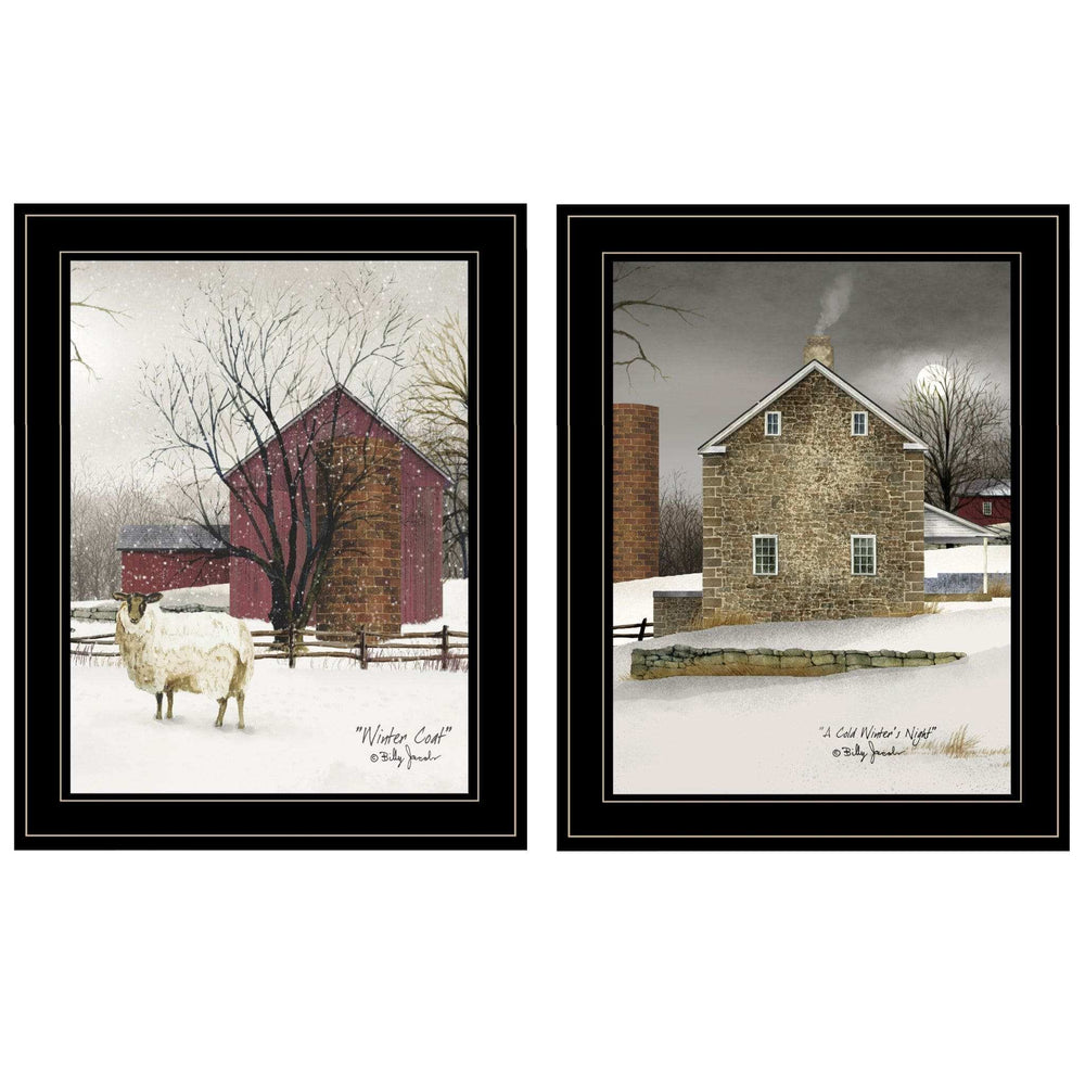 Set Of Two Cold Winter 2 Black Framed Print Wall Art - Homeroots - Flyclothing LLC