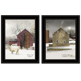 Set Of Two Cold Winter 2 Black Framed Print Wall Art - Homeroots