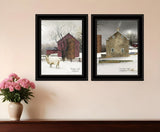 Set Of Two Cold Winter 2 Black Framed Print Wall Art - Homeroots