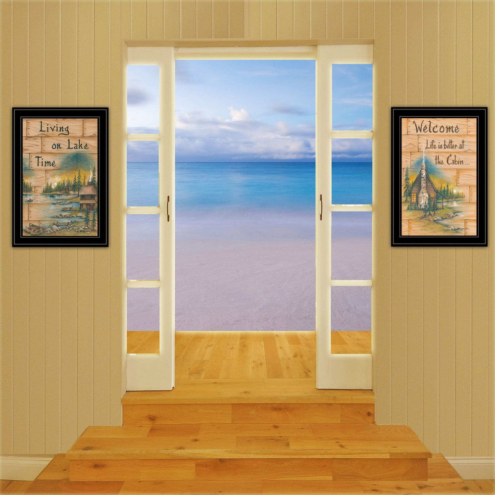 Set Of Two Living on the Lake 2 Black Framed Print Wall Art - Homeroots - Flyclothing LLC