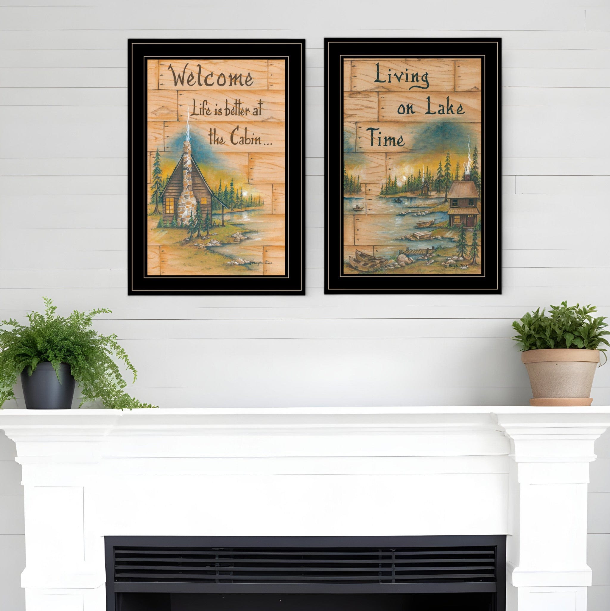 Set Of Two Living on the Lake 2 Black Framed Print Wall Art - Homeroots
