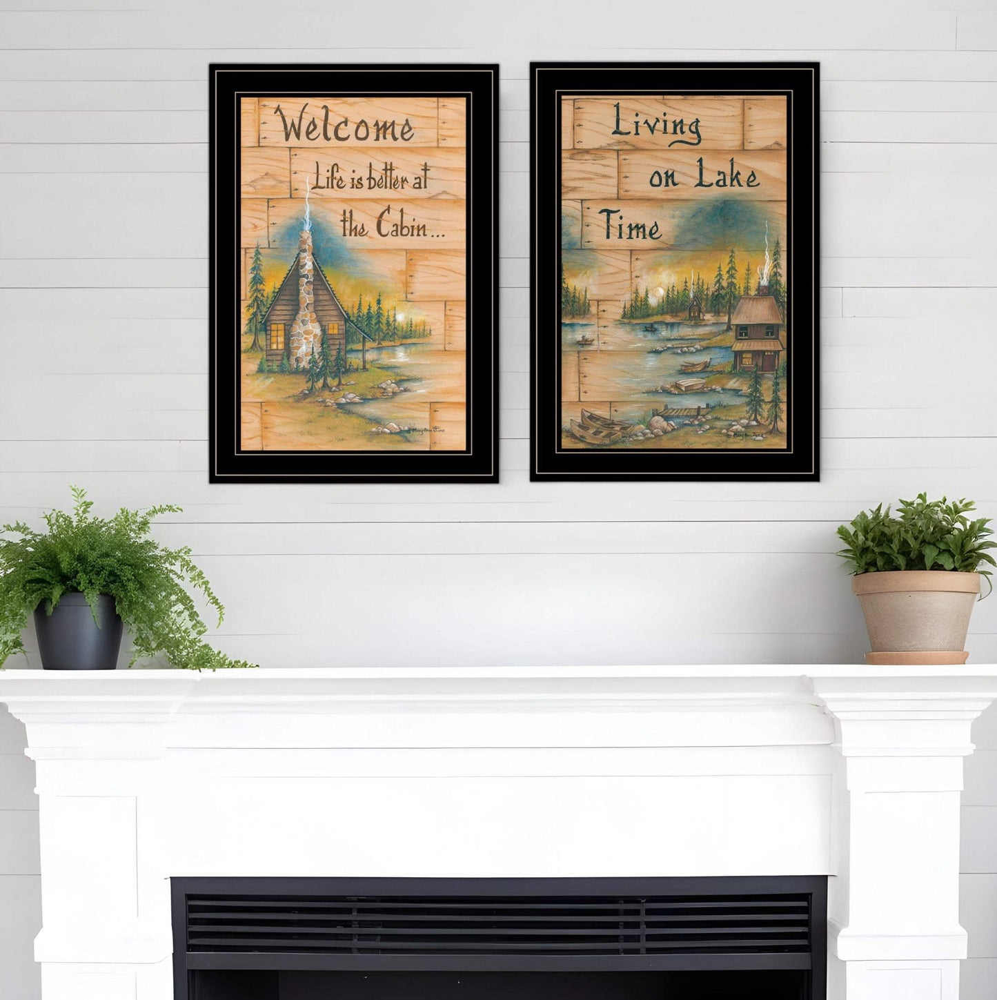 Set Of Two Living on the Lake 2 Black Framed Print Wall Art - Homeroots - Flyclothing LLC