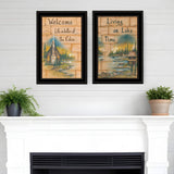 Set Of Two Living on the Lake 2 Black Framed Print Wall Art - Homeroots - Flyclothing LLC