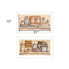 Set Of Two My Happy Place 1 White Framed Print Wall Art