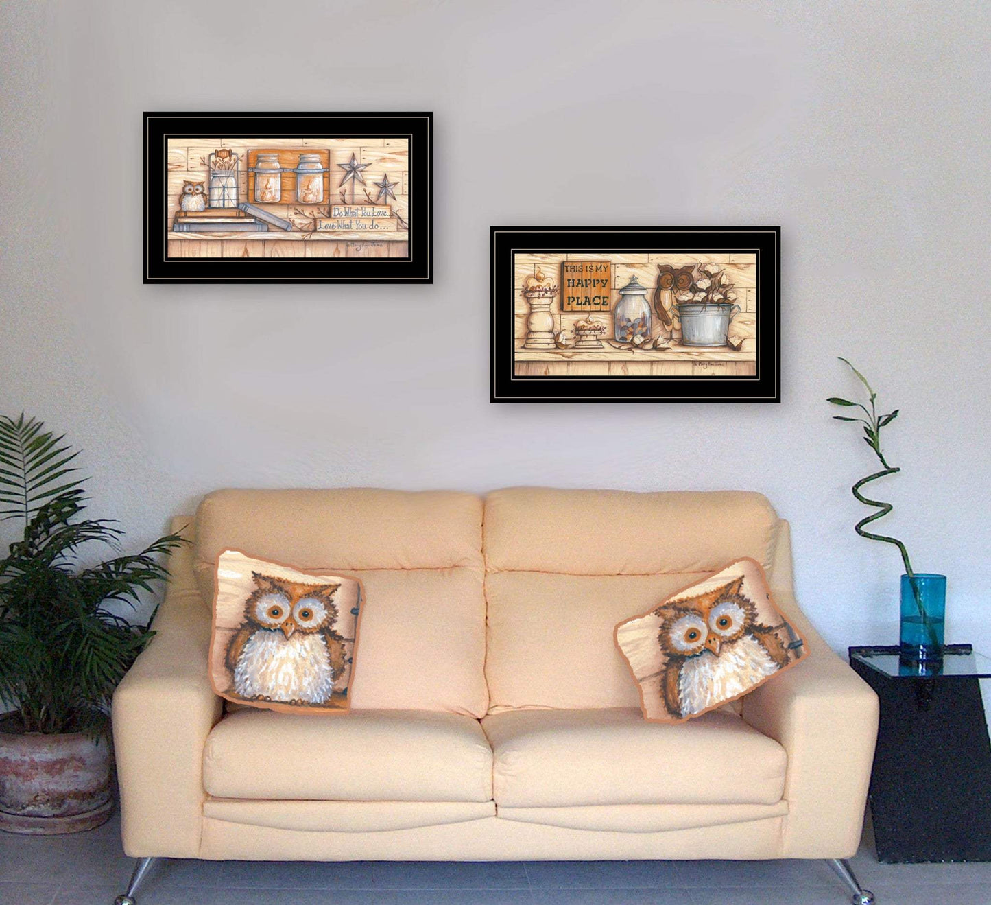 Set Of Two My Happy Place 2 Black Framed Print Wall Art - Homeroots - Flyclothing LLC