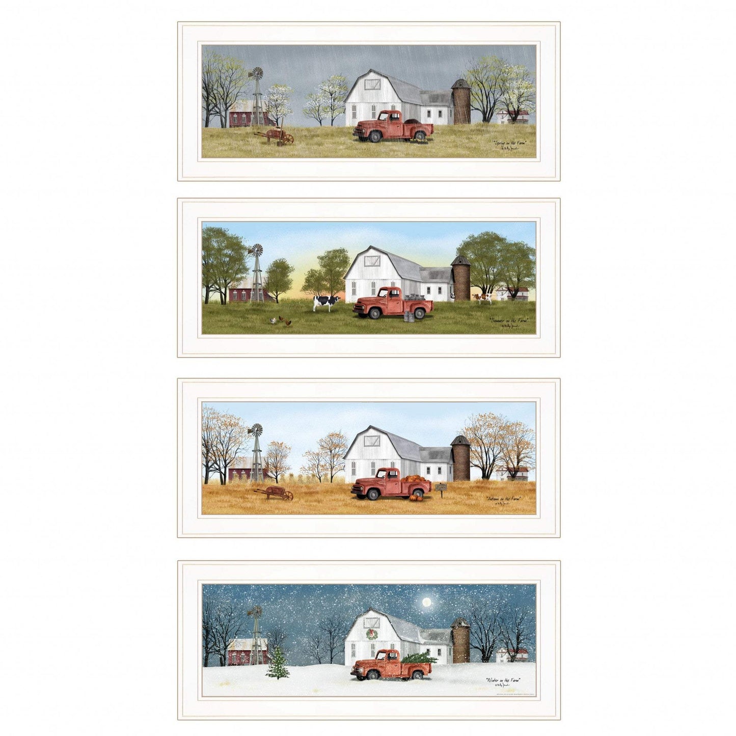 Set Of Four Billy Jacobs Four Seasons Collection V White Frame White Framed Print Wall Art - Homeroots - Flyclothing LLC