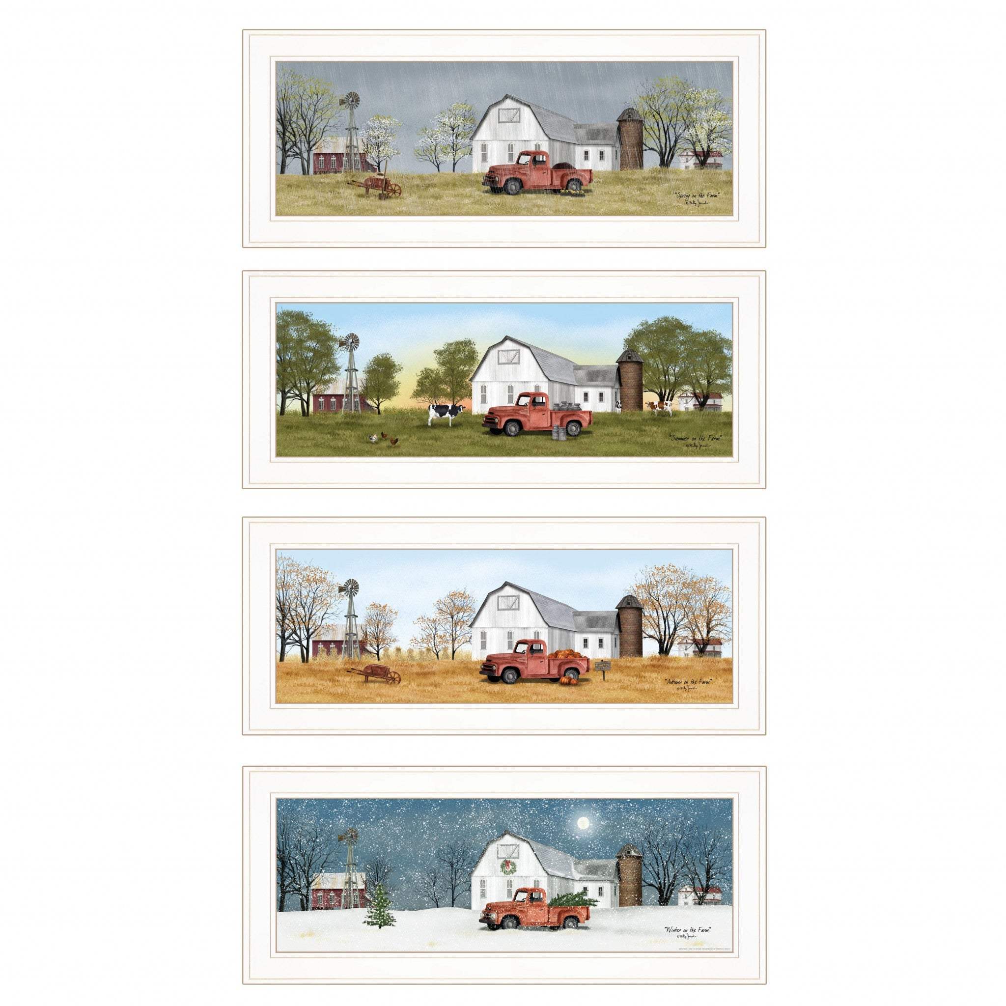 Set Of Four Billy Jacobs Four Seasons Collection V White Frame White Framed Print Wall Art - Homeroots - Flyclothing LLC
