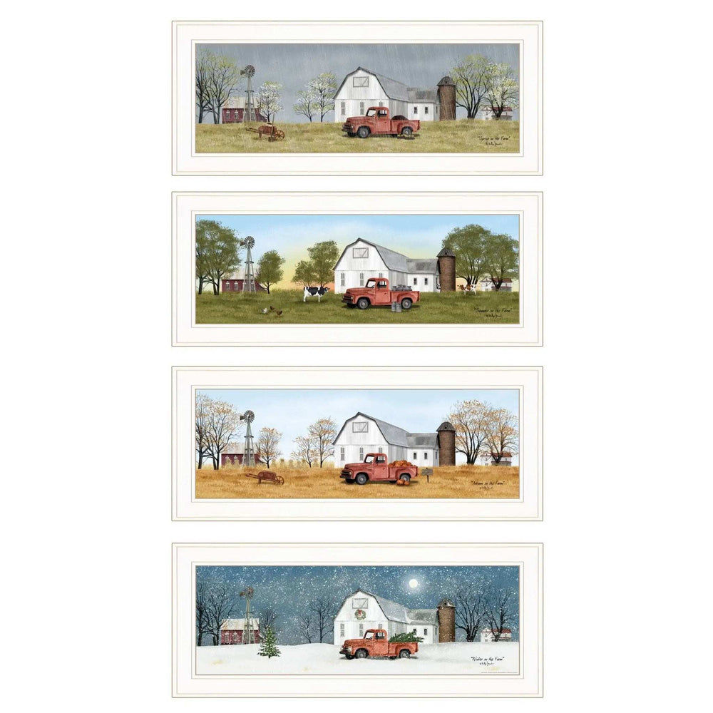 Set Of Four Billy Jacobs Four Seasons Collection V White Frame White Framed Print Wall Art - Homeroots - Flyclothing LLC