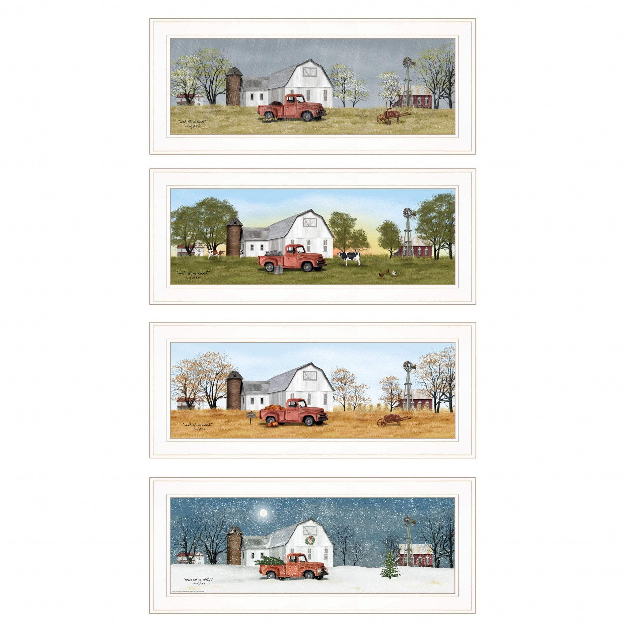 Set Of Four Billy Jacobs Four Seasons Collection V White Frame White Framed Print Wall Art - Homeroots - Flyclothing LLC