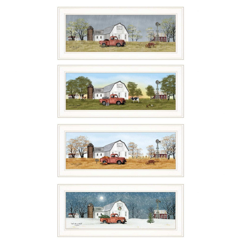 Set Of Four Billy Jacobs Four Seasons Collection V White Frame White Framed Print Wall Art - Homeroots - Flyclothing LLC