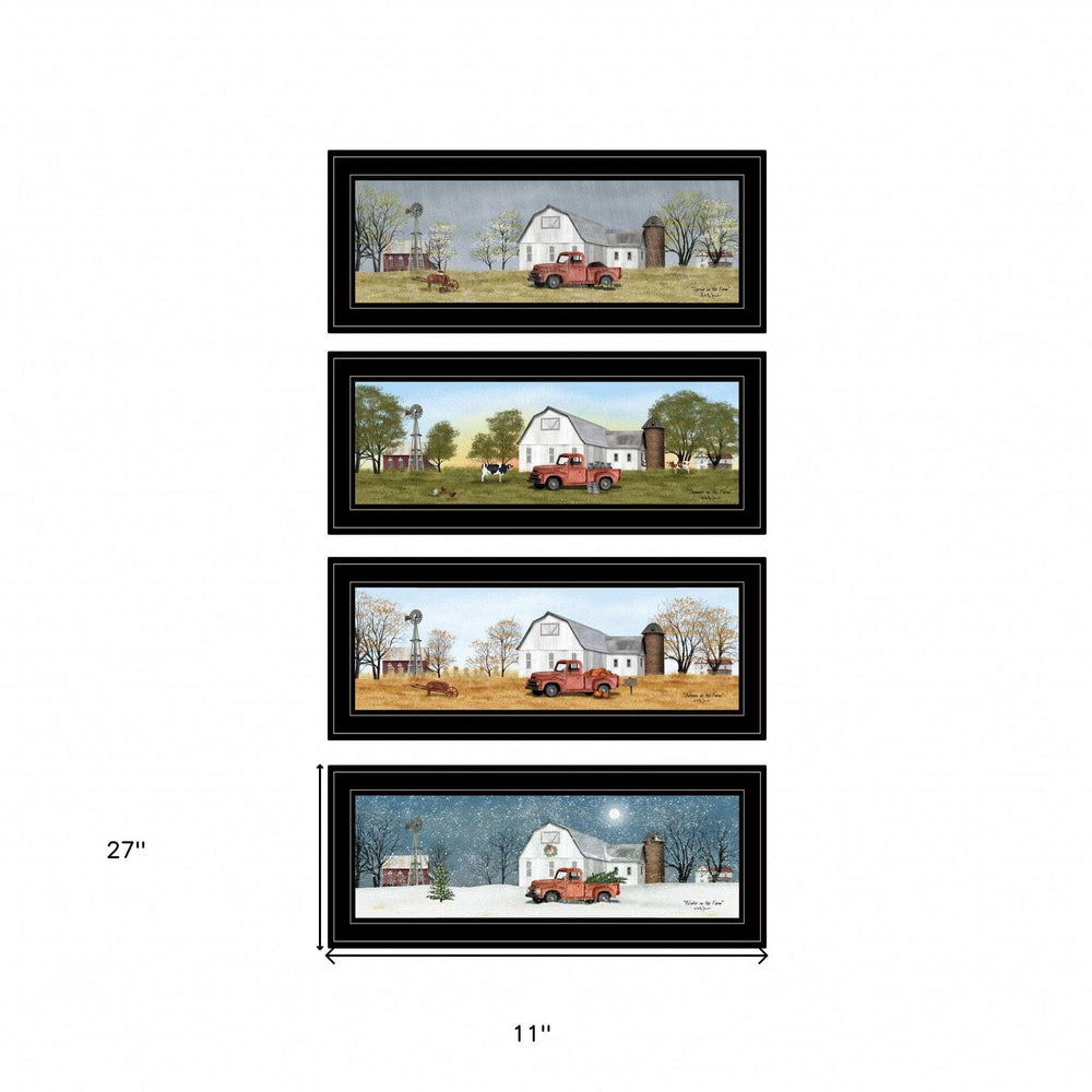 Set Of Four Billy Jacobs Four Seasons Collection V Black Frame 2 Black Framed Print Wall Art - Homeroots - Flyclothing LLC