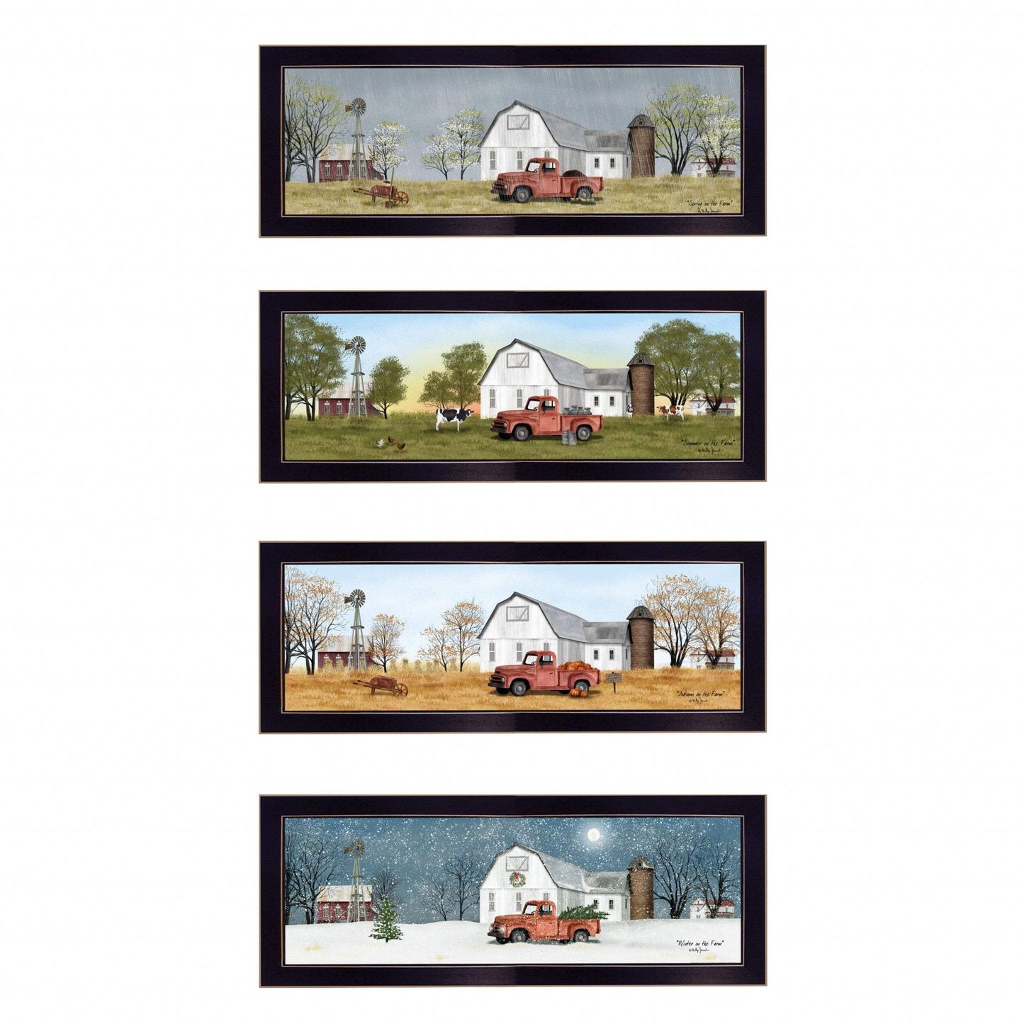 Set Of Four Billy Jacobs Four Seasons Collection V Black Frame 3 Black Framed Print Wall Art - Homeroots - Flyclothing LLC