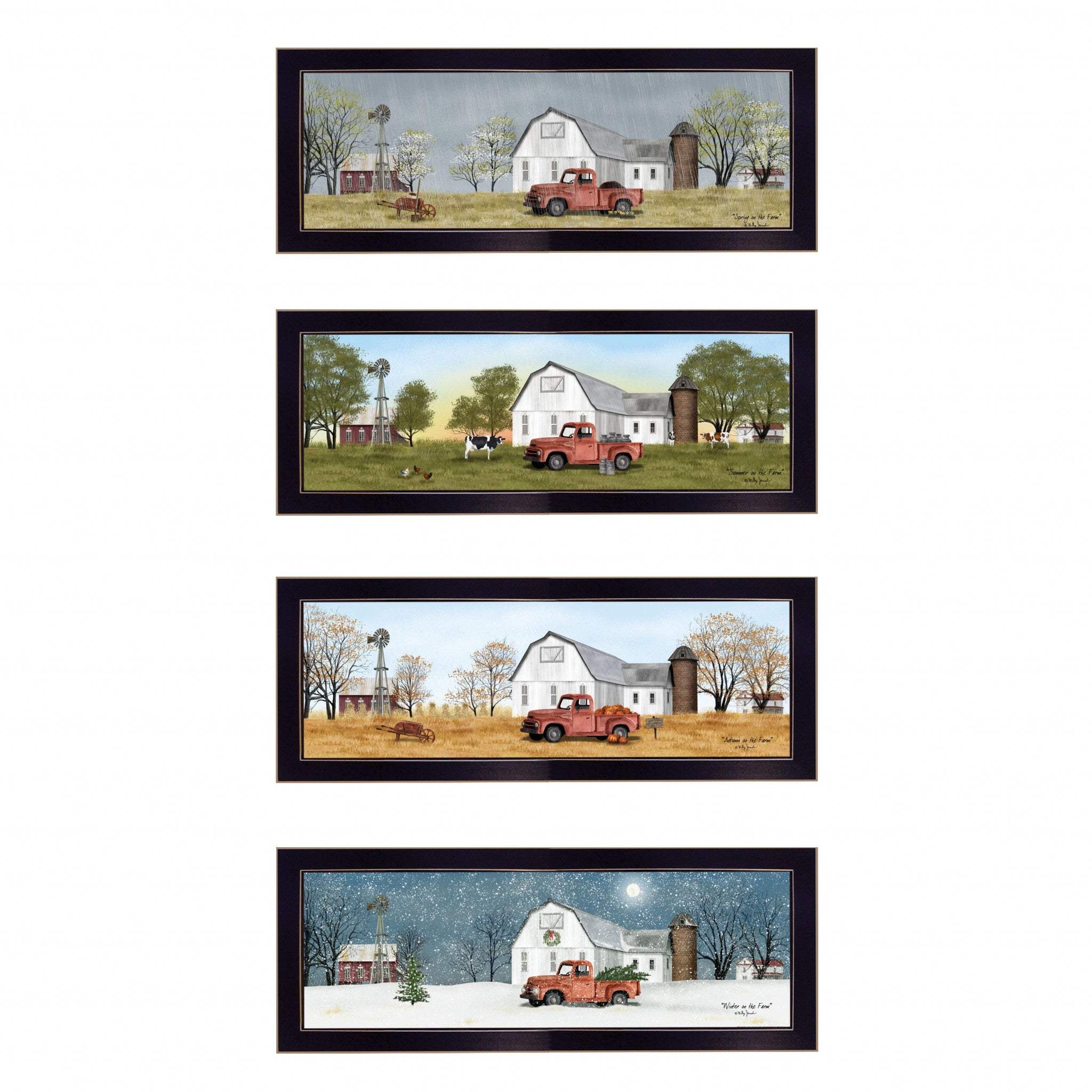 Set Of Four Billy Jacobs Four Seasons Collection V Black Frame 3 Black Framed Print Wall Art - Homeroots - Flyclothing LLC