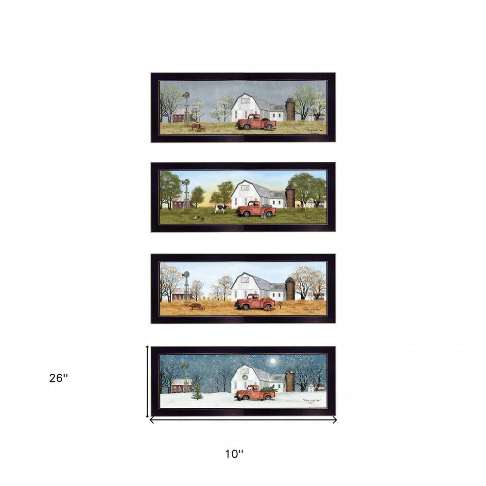 Set Of Four Billy Jacobs Four Seasons Collection V Black Frame 3 Black Framed Print Wall Art - Homeroots - Flyclothing LLC