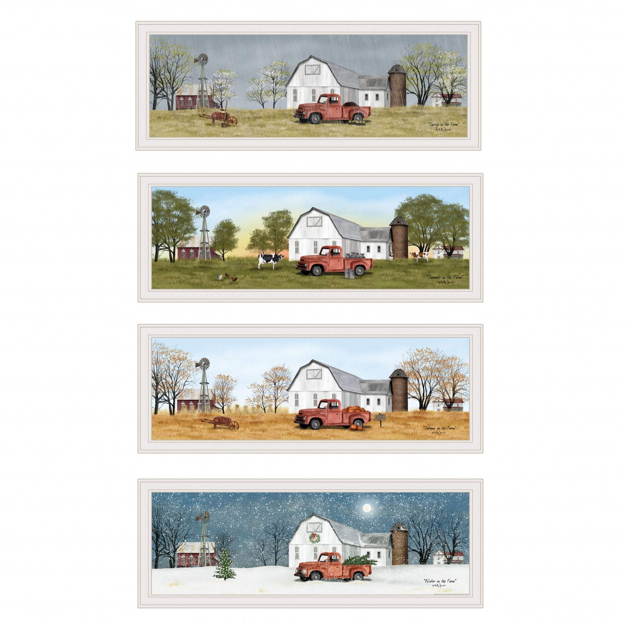 Set Of Four Billy Jacobs Four Seasons Collection VII 1 White Framed Print Wall Art - Homeroots - Flyclothing LLC