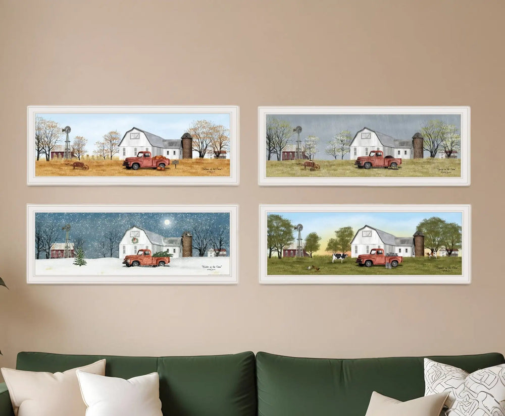 Set Of Four Billy Jacobs Four Seasons Collection VII 1 White Framed Print Wall Art - Homeroots