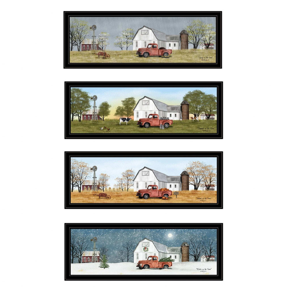 Set Of Four Billy Jacobs Four Seasons Collection VII 3 Black Framed Print Wall Art - Homeroots - Flyclothing LLC