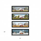 Set Of Four Billy Jacobs Four Seasons Collection VII 3 Black Framed Print Wall Art - Homeroots - Flyclothing LLC