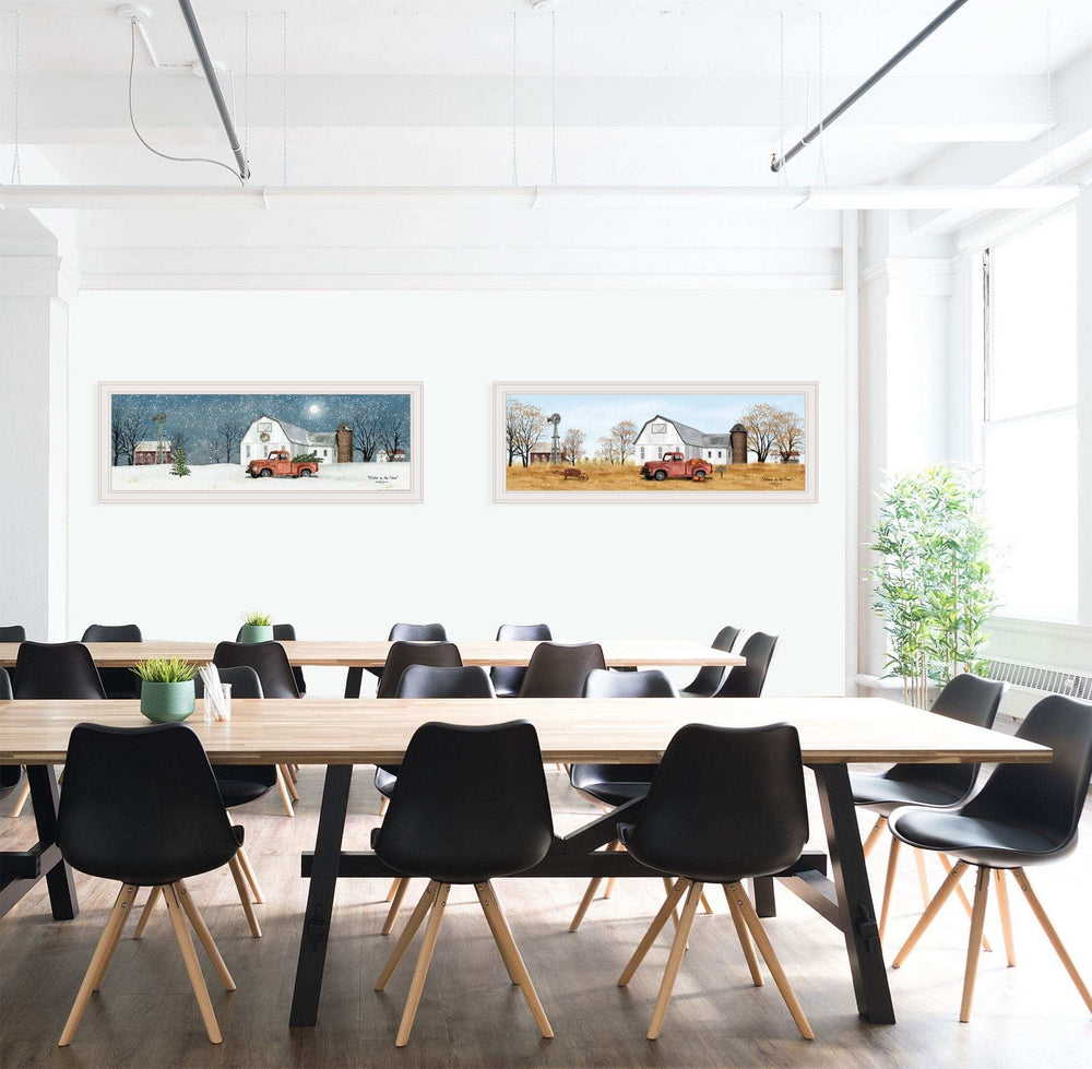 Set Of Two Autumn And Winter White Framed Print Wall Art - Homeroots - Flyclothing LLC