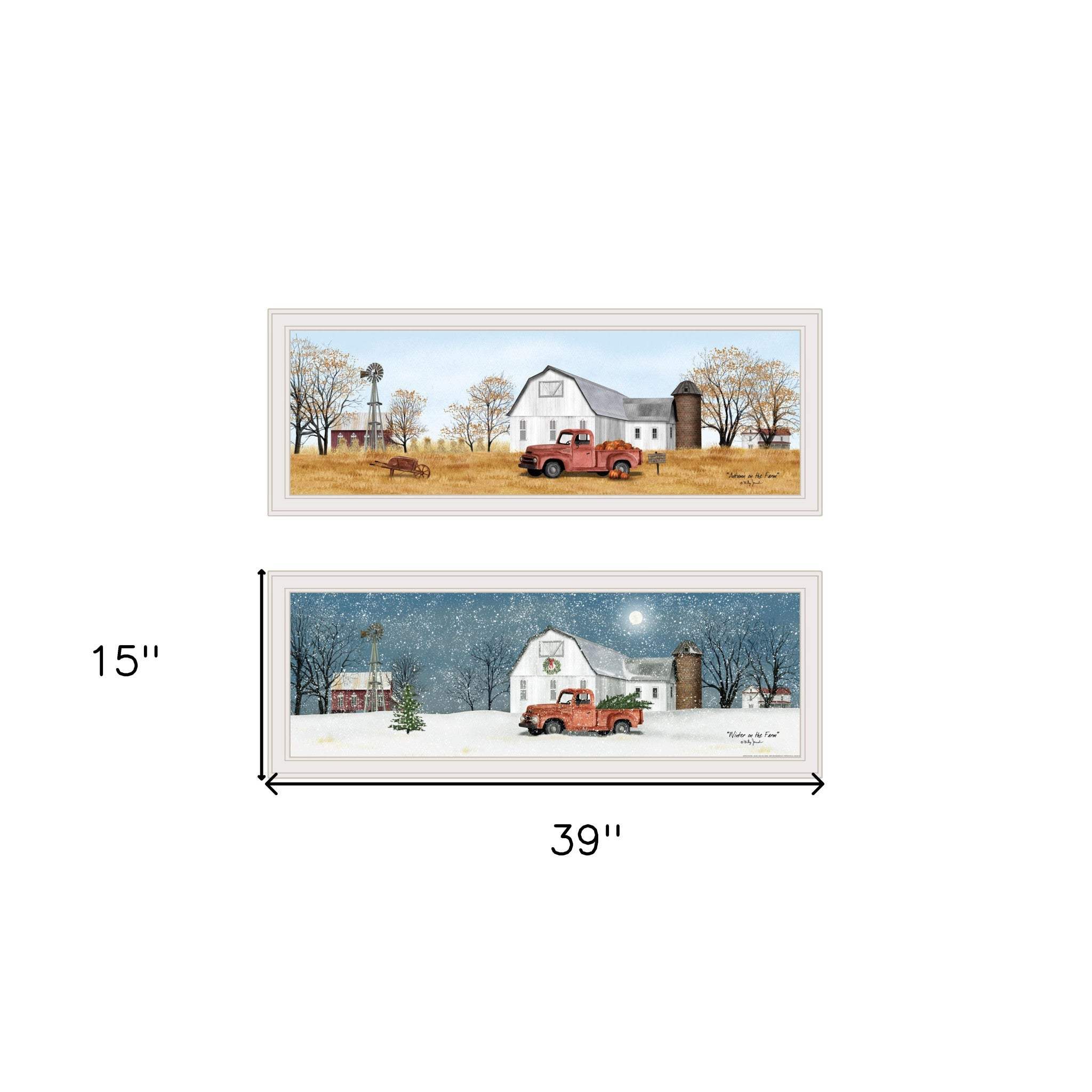 Set Of Two Autumn And Winter White Framed Print Wall Art - Homeroots - Flyclothing LLC