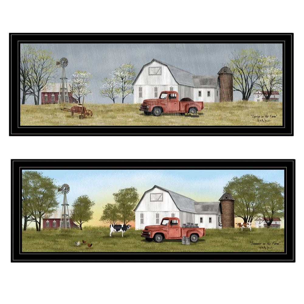 Set Of Two Billy Jacobs Summer or Spring Seasonal Black Frame Black Framed Print Wall Art - Homeroots - Flyclothing LLC